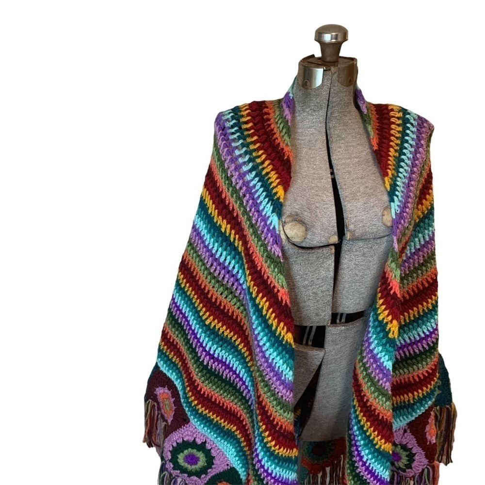 Granny Square Poncho Shawl - Picture 4 of 11